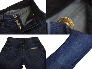 未使用 CHROME HEARTS クロムハーツ フレアデニムパンツ ジーンズ サイズ27 クロスボールボタンブーツカット インディゴブルー 中古 4b002316 