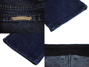未使用 CHROME HEARTS クロムハーツ フレアデニムパンツ ジーンズ サイズ27 クロスボールボタンブーツカット インディゴブルー 中古 4b002316 