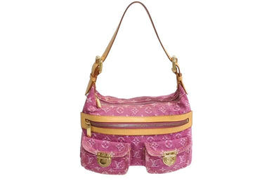 LOUIS VUITTON ルイヴィトン バギーPM モノグラムデニム ショルダーバッグ M95212 デニム レザー ピンク 美品 中古 4b002326
