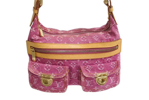 LOUIS VUITTON ルイヴィトン バギーPM モノグラムデニム ショルダーバッグ M95212 デニム レザー ピンク 美品 中古 4b002326