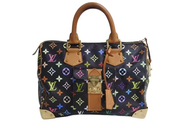 LOUIS VUITTON ルイヴィトン スピーディ30 ハンドバッグ M92642 モノグラム マルチカラー ブラック ゴールド金具 美品 中古 4b002328