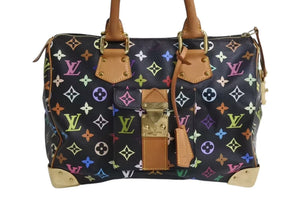 LOUIS VUITTON ルイヴィトン スピーディ30 ハンドバッグ M92642 モノグラム マルチカラー ブラック ゴールド金具 美品 中古 4b002328