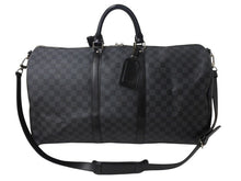 Load image into Gallery viewer, 極美品 LOUISVUITTON ルイヴィトン キーポルバンドリエール55 ボストンバッグ N41413 ダミエグラフィット キャンバス ブラック 中古 4b002330