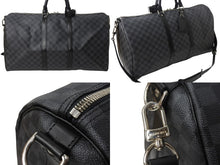 Load image into Gallery viewer, 極美品 LOUISVUITTON ルイヴィトン キーポルバンドリエール55 ボストンバッグ N41413 ダミエグラフィット キャンバス ブラック 中古 4b002330