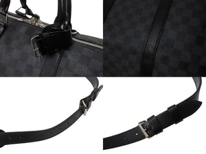 極美品 LOUISVUITTON ルイヴィトン キーポルバンドリエール55 ボストンバッグ N41413 ダミエグラフィット キャンバス ブラック 中古 4b002330