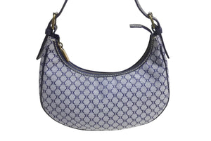 CELINE ヴィンテージ オールド セリーヌ マカダム AVA アヴァ ワンショルダーバッグ ブラゾンキャンバス レザー ネイビー 美品 中古 4b002331