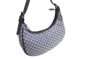 CELINE ヴィンテージ オールド セリーヌ マカダム AVA アヴァ ワンショルダーバッグ ブラゾンキャンバス レザー ネイビー 美品 中古 4b002331