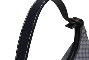CELINE ヴィンテージ オールド セリーヌ マカダム AVA アヴァ ワンショルダーバッグ ブラゾンキャンバス レザー ネイビー 美品 中古 4b002331