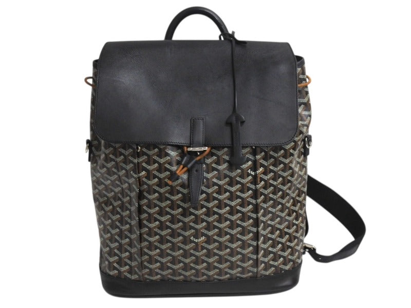 GOYARD ゴヤール アルパン バックパックMM リュック ALPIN2MMLTY01CL01P ブラック PVC レザー シルバー金具 美品 中古 4b002332