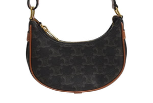 極美品 CELINE セリーヌ AVA アヴァ ミニ トリオンフ ワンショルダーバッグ ブラウン ゴールド金具 中古 4b002333