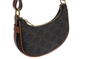 極美品 CELINE セリーヌ AVA アヴァ ミニ トリオンフ ワンショルダーバッグ ブラウン ゴールド金具 中古 4b002333