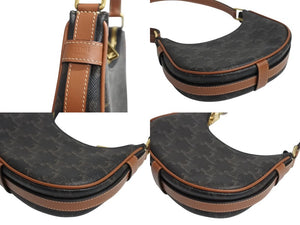 極美品 CELINE セリーヌ AVA アヴァ ミニ トリオンフ ワンショルダーバッグ ブラウン ゴールド金具 中古 4b002333