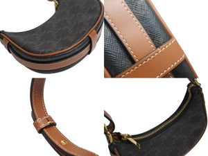 極美品 CELINE セリーヌ AVA アヴァ ミニ トリオンフ ワンショルダーバッグ ブラウン ゴールド金具 中古 4b002333