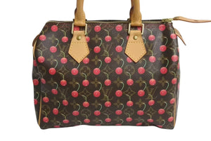 極美品 LOUIS VUITTON ルイヴィトン モノグラムチェリー スピーディ25 ハンドバッグ M95009 村上隆 ブラウン 中古 4b002335