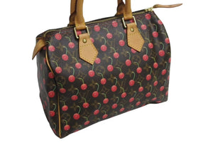 極美品 LOUIS VUITTON ルイヴィトン モノグラムチェリー スピーディ25 ハンドバッグ M95009 村上隆 ブラウン 中古 4b002335