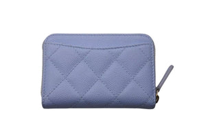極美品 CHANEL シャネル ジップコインケース 小銭入れ AP0216 キャビアスキン ライトブルー ゴールド金具 中古 4b002337