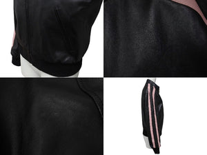 CELINE セリーヌ ライダースジャケット 2EH71583C ブラック ピンク レーヨン 羊革 レザー 綿 38 2EH71583C 美品 中古 4b002341