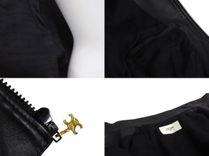 CELINE セリーヌ ライダースジャケット 2EH71583C ブラック ピンク レーヨン 羊革 レザー 綿 38 2EH71583C 美品 中古 4b002341