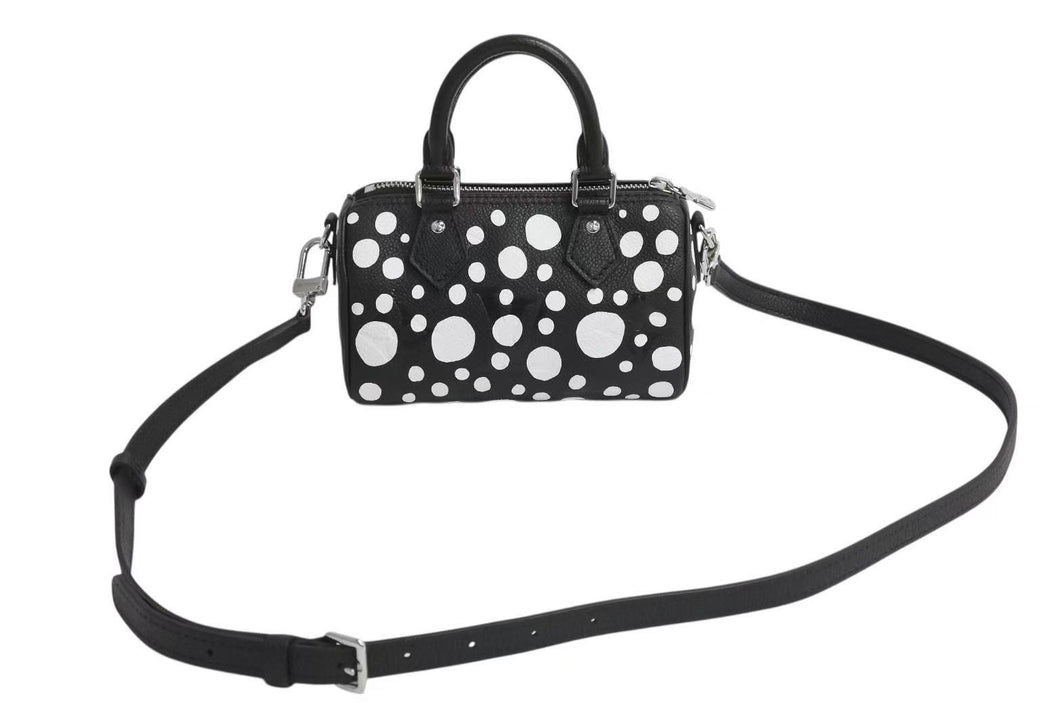 新品同様 LOUIS VUITTON ルイヴィトン ナノ スピーディ 草間彌生 2WAYハンドバッグ M81910 モノグラムアンプラントレザー 中古 4b002344