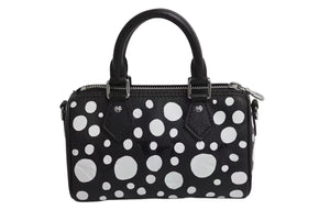 新品同様 LOUIS VUITTON ルイヴィトン ナノ スピーディ 草間彌生 2WAYハンドバッグ M81910 モノグラムアンプラントレザー 中古 4b002344