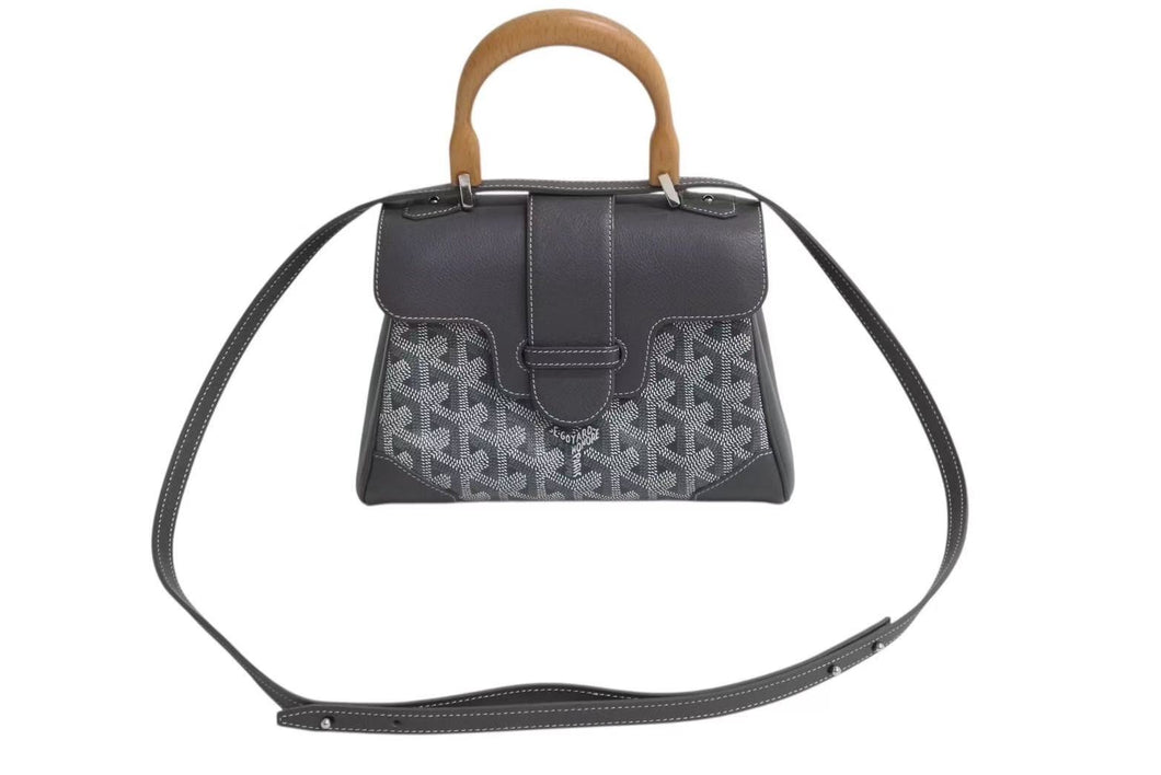 極美品 GOYARD ゴヤール サイゴン ミニ ソフトバッグ 2WAY ハンドバッグ SAIGONMINTY08CL08P グレー シルバー金具 中古 4b002345