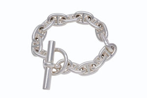 極美品 HERMES エルメス シェーヌダンクルMM ブレスレット 24AG095877 フランス製 14コマ シルバー925 54.2g 中古 4b002346