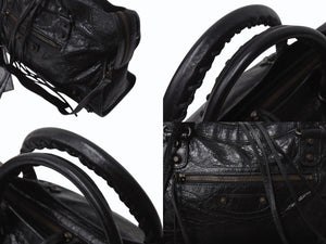 BALENCIAGA バレンシアガ ハンドバッグ ブラック ザ・シティ 115748 レザー シルバー金具 N22534L 美品 中古 4b002351