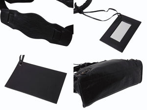 BALENCIAGA バレンシアガ ハンドバッグ ブラック ザ・シティ 115748 レザー シルバー金具 N22534L 美品 中古 4b002351