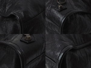 BALENCIAGA バレンシアガ ハンドバッグ ブラック ザ・シティ 115748 レザー シルバー金具 N22534L 美品 中古 4b002351