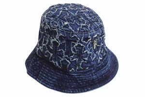 極美品 CHROME HEARTS クロムハーツ ダガー クロスパッチ デニム バケットハット U-CHUM-FBRC 帽子 インディゴ サイズS 中古 4b002357 
