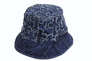 極美品 CHROME HEARTS クロムハーツ ダガー クロスパッチ デニム バケットハット U-CHUM-FBRC 帽子 インディゴ サイズS 中古 4b002357 