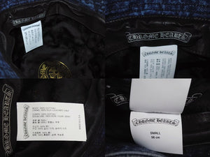 極美品 CHROME HEARTS クロムハーツ ダガー クロスパッチ デニム バケットハット U-CHUM-FBRC 帽子 インディゴ サイズS 中古 4b002357 