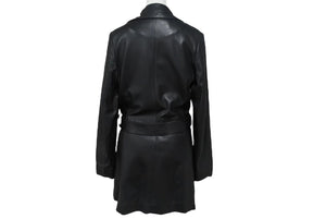 CHROME HEARTS クロムハーツ 4クロスボールボタン レザーコート レディース ブラック サイズS 美品 中古 4b002359 