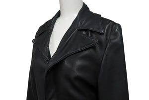 CHROME HEARTS クロムハーツ 4クロスボールボタン レザーコート レディース ブラック サイズS 美品 中古 4b002359 