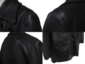 CHROME HEARTS クロムハーツ 4クロスボールボタン レザーコート レディース ブラック サイズS 美品 中古 4b002359 