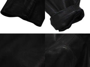 CHROME HEARTS クロムハーツ 4クロスボールボタン レザーコート レディース ブラック サイズS 美品 中古 4b002359 