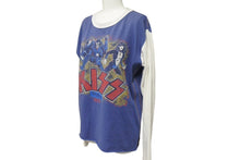 画像をギャラリービューアに読み込む, TRUNK SHOW トランクショー KISS 長袖Ｔシャツ ブルー ホワイト バンTシャツ リバイバルプリント シーム コットン 美品 中古 4b002360 