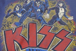 TRUNK SHOW トランクショー KISS 長袖Ｔシャツ ブルー ホワイト バンTシャツ リバイバルプリント シーム コットン 美品 中古 4b002360 