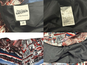 Jean Paul GAULTIER ジャンポール・ゴルチェ 変形スカート JPT037 ブルー ホワイト レッド ポリエステル 36 美品 中古 4b002361 
