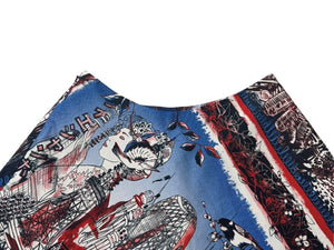 Jean Paul GAULTIER ジャンポール・ゴルチェ 変形スカート JPT037 ブルー ホワイト レッド ポリエステル 36 美品 中古 4b002361 