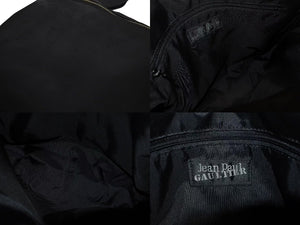 Jean Paul Gaultier ジャンポールゴルチェ ハンドバッグ ドラゴン タトゥー ブラック グレー ナイロン シルバー金具 龍 良品 中古 4b002366