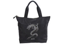 Load image into Gallery viewer, Jean Paul Gaultier ジャンポールゴルチェ ハンドバッグ ドラゴン タトゥー ブラック グレー ナイロン シルバー金具 龍 良品 中古 4b002366