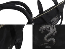 Load image into Gallery viewer, Jean Paul Gaultier ジャンポールゴルチェ ハンドバッグ ドラゴン タトゥー ブラック グレー ナイロン シルバー金具 龍 良品 中古 4b002366
