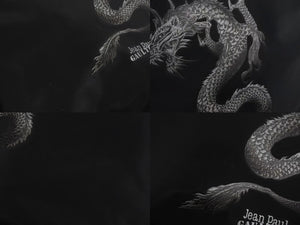 Jean Paul Gaultier ジャンポールゴルチェ ハンドバッグ ドラゴン タトゥー ブラック グレー ナイロン シルバー金具 龍 良品 中古 4b002366