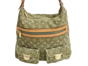 LOUIS VUITTON ルイヴィトン バギーPM ショルダーバッグ M95213 モノグラムデニム カーキ ゴールド 美品 中古 4b002372