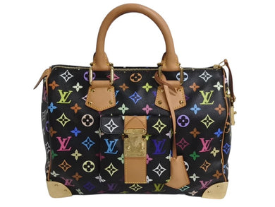 極美品 LOUIS VUITTON ルイヴィトン スピーディ30 村上隆 ハンドバッグ M92642 モノグラム マルチカラー ブラック 中古 4b002375