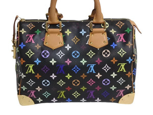 極美品 LOUIS VUITTON ルイヴィトン スピーディ30 村上隆 ハンドバッグ M92642 モノグラム マルチカラー ブラック 中古 4b002375