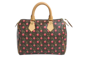 極美品 LOUIS VUITTON ルイヴィトン スピーディ25 ハンドバッグ M95009 モノグラム チェリー レザー 村上隆 中古 4b002376