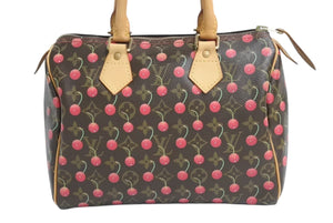 極美品 LOUIS VUITTON ルイヴィトン スピーディ25 ハンドバッグ M95009 モノグラム チェリー レザー 村上隆 中古 4b002376