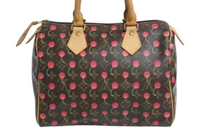 極美品 LOUIS VUITTON ルイヴィトン スピーディ25 ハンドバッグ M95009 モノグラム チェリー レザー 村上隆 中古 4b002376